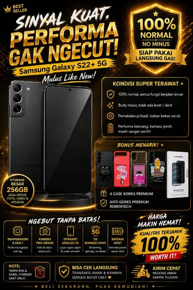 Samsung S22+ 8/256 SEIN Mulus Full Fungsi COD Bekasi/Jaktim