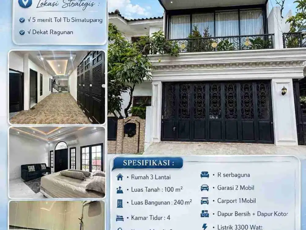 DIJUAL — RUMAH MEWAH AMERICAN CLASSIC
Jati Padang, Pasar Minggu – Jakarta Selatan