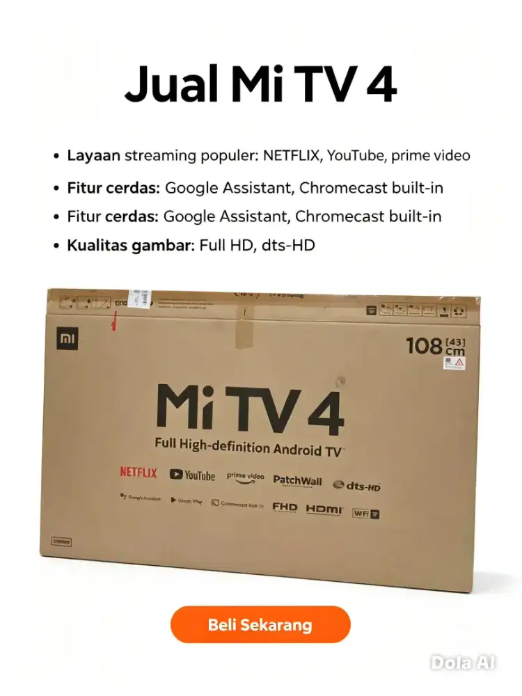 di jual fore sale xiaomi tv 43 inc