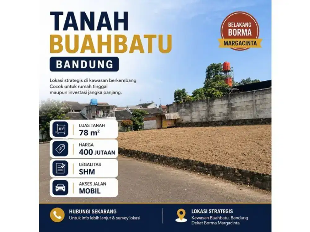 TANAH BUAHBATU BANDUNG SIAP BANGUN LEGALITAS SHM