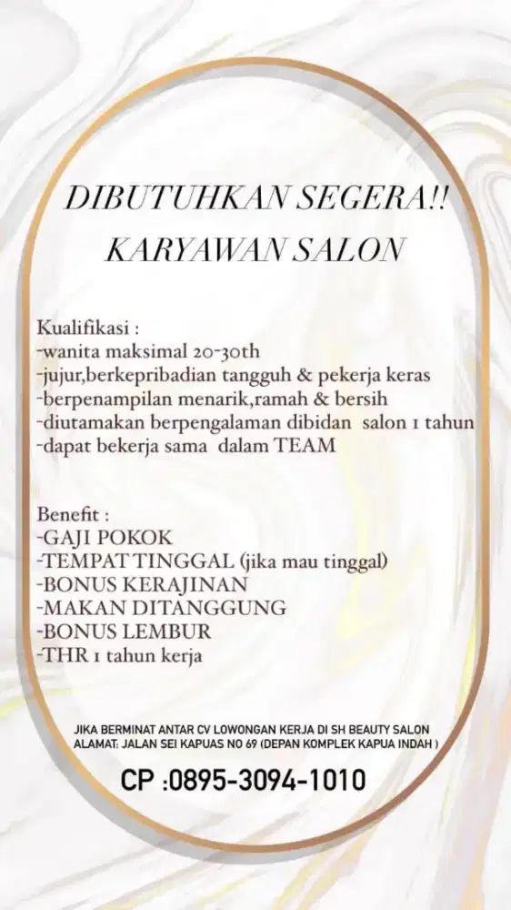 Lowongan kerja salon