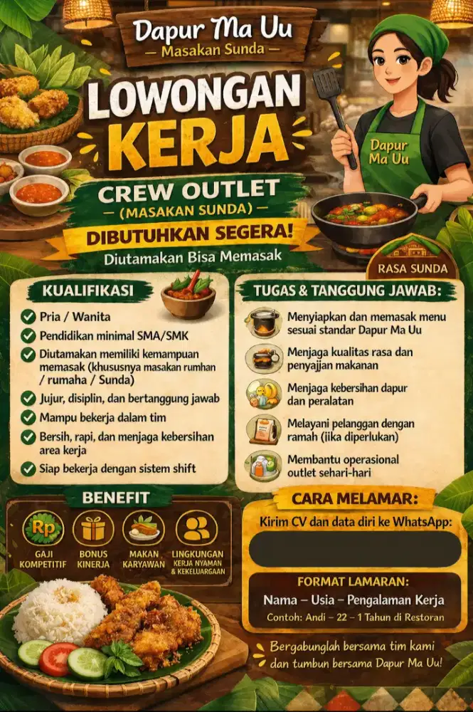 Lowongan crew outlet warung sunda
