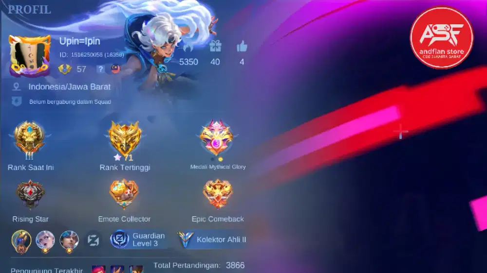 AKUN MOBILE LEGENDS SKIN 170+ ALLKOS AKUN PRIBADI