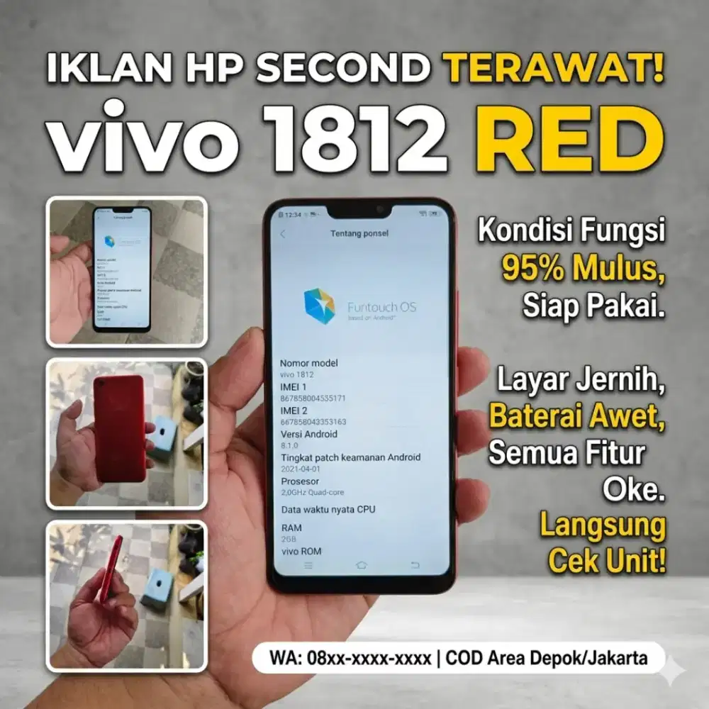 Jual vivo 1812 RED - Mulus & Normal 95%! COD