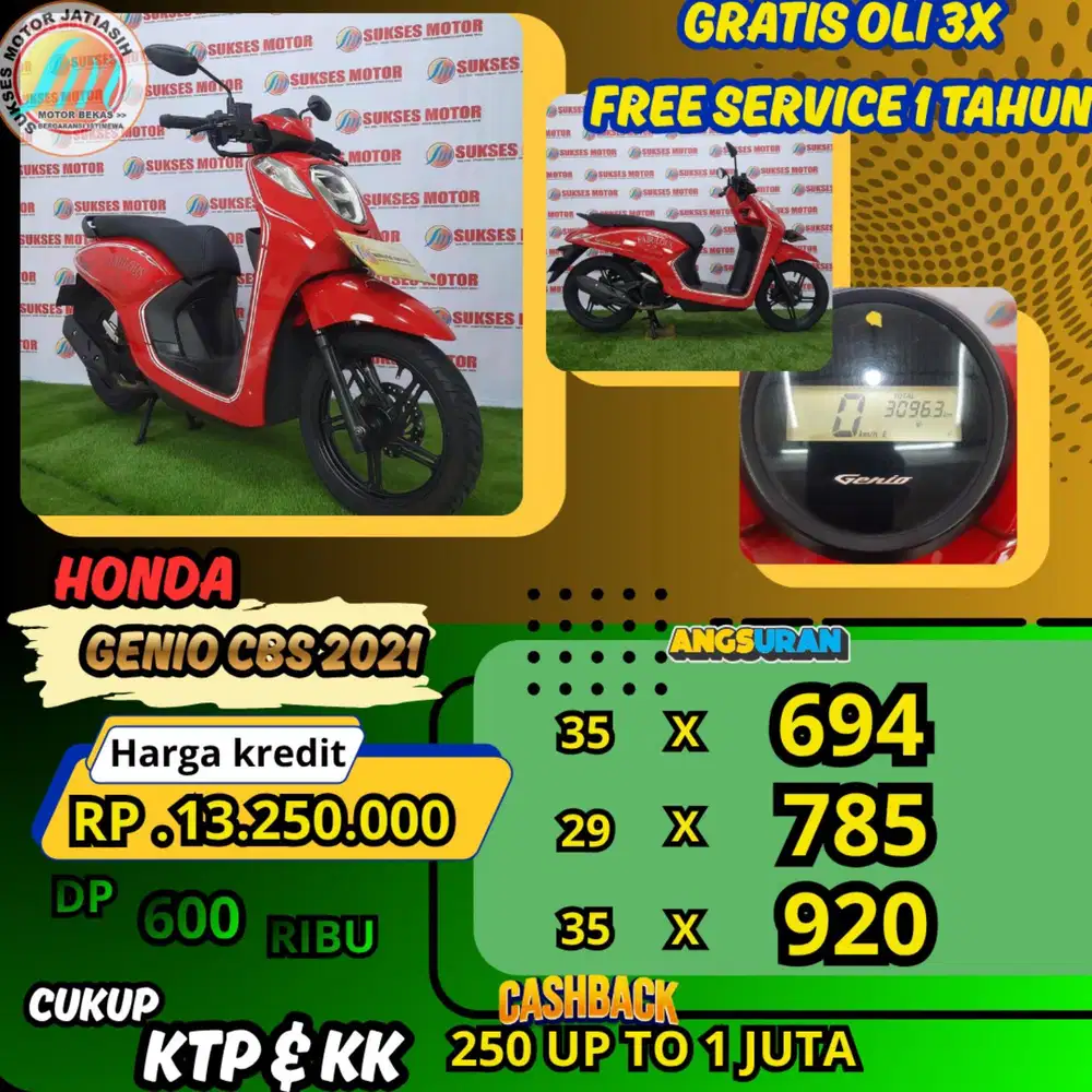 HONDA GENIO CBS 2021 DP & ANGSURAAN TERMURAH SYRT KTP&KK(SUKSESMOTOR)