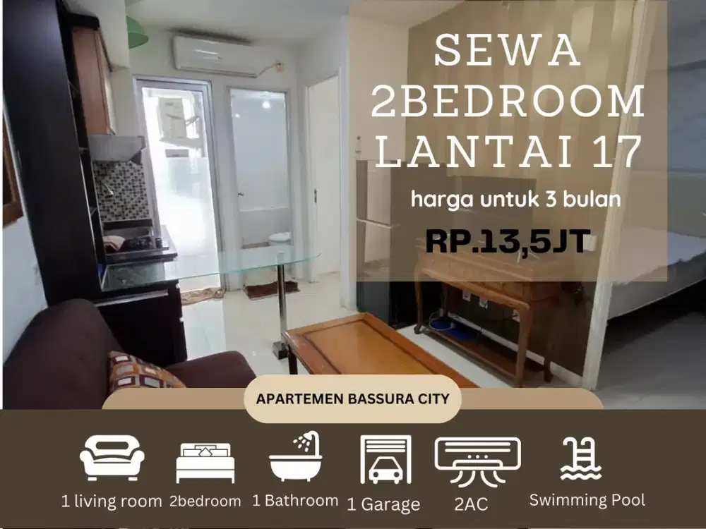 sewa 2kamar lantai 17 full furnis apartemen bassura city