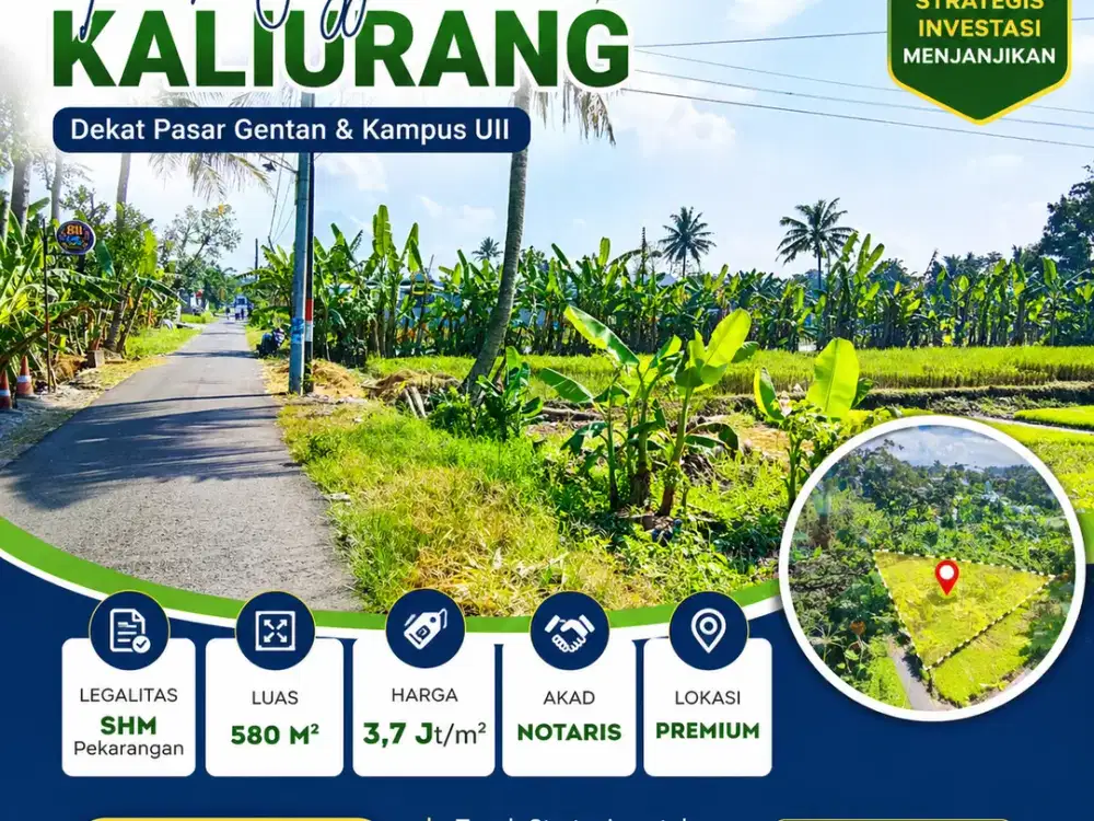 tanah kaliurang km 9  dekat pasar gentan & kampus UII