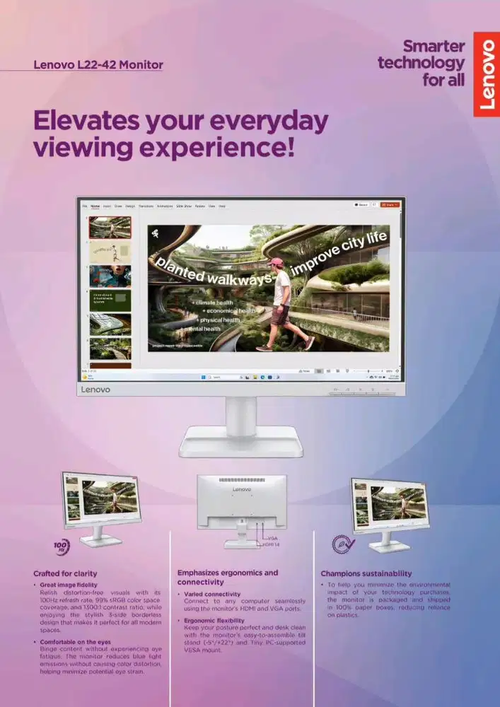 Ready Monitor White Lenovo dari 22 inch sampai 24 inch harga 1,080 jt