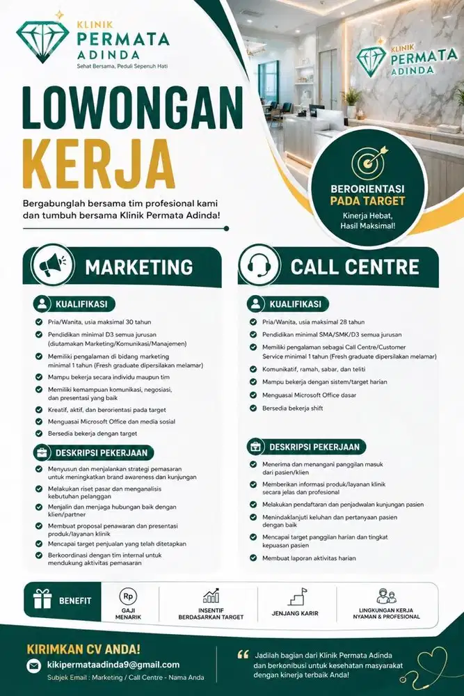 Dibutuhkan Marketing Call Centre klinik