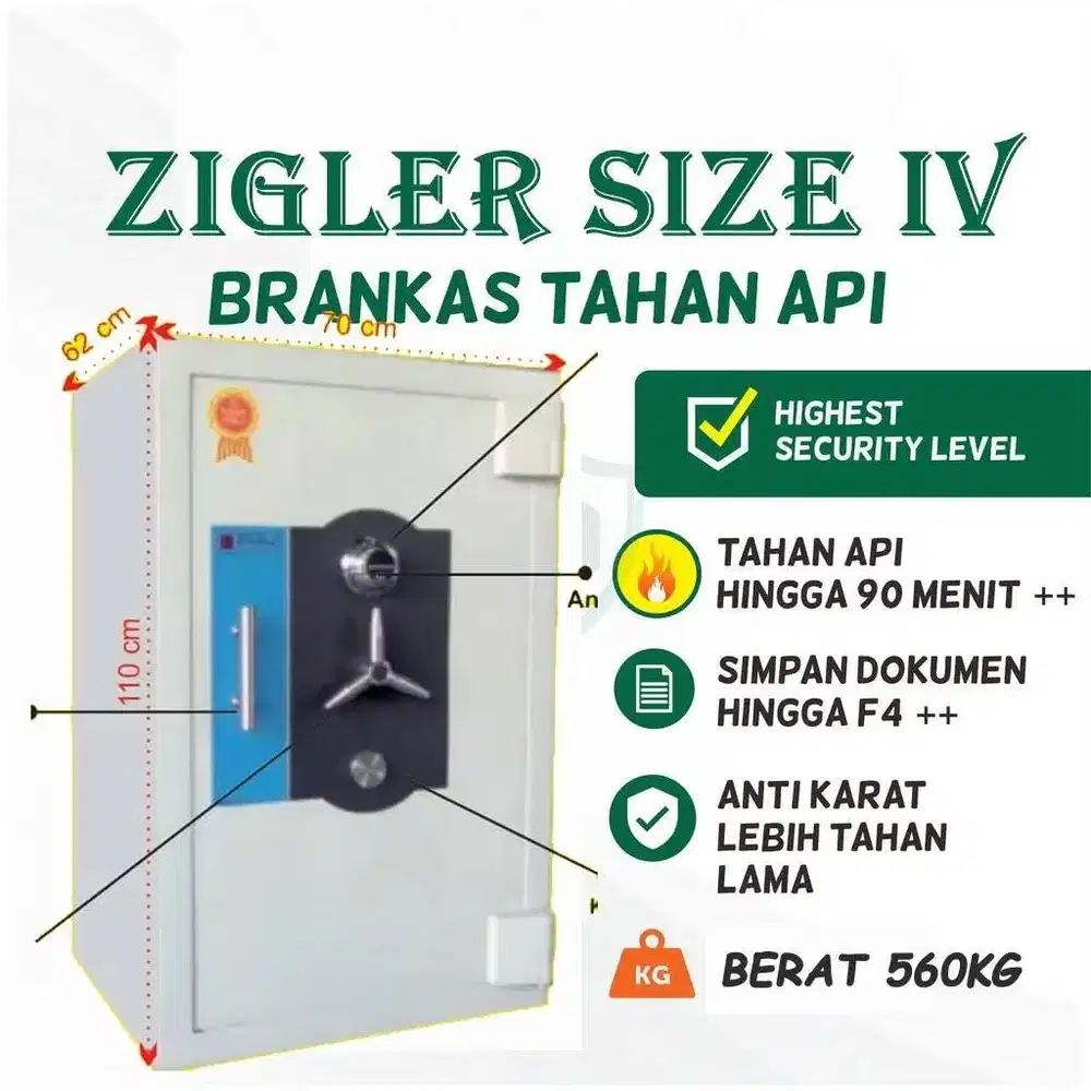 Brankas Than Api Tinggi 1,1 meter ZIGLER IV cash safety box baru bekas
