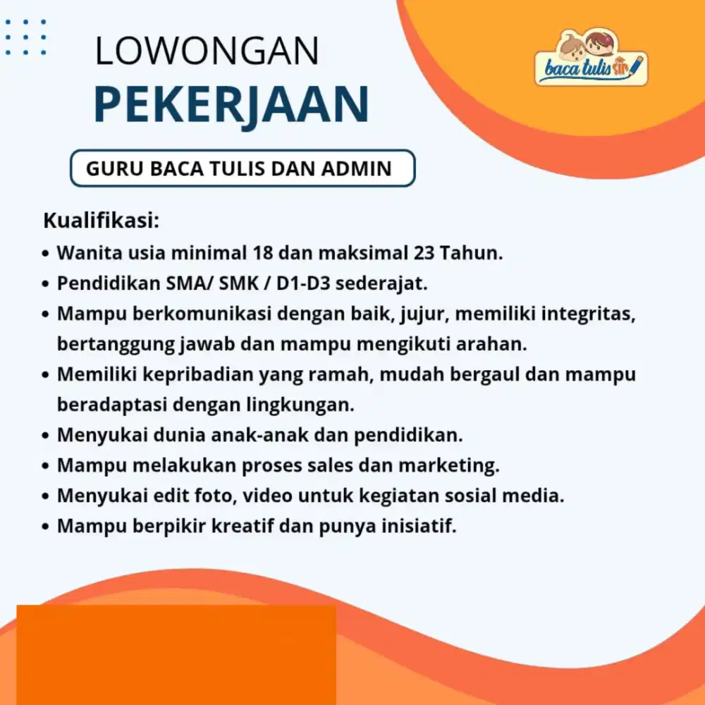 Lowongan Pekerjaan Guru dan Admin