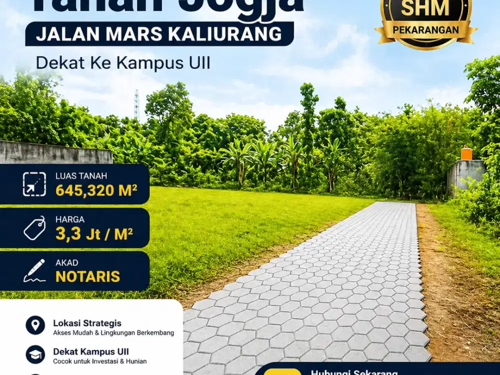 Tanah Jogja Kost Area Kampus UII Kaliurang SHM Pekarangan
