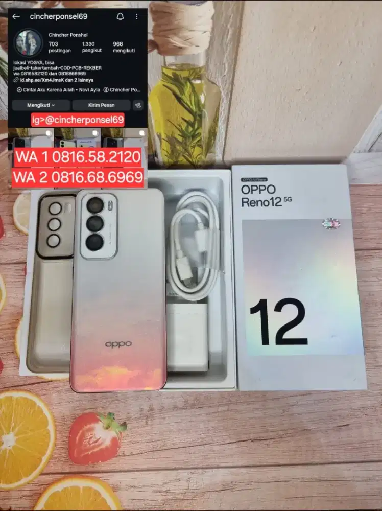 Oppo reno 12 5G 12/256 istimewa mulus