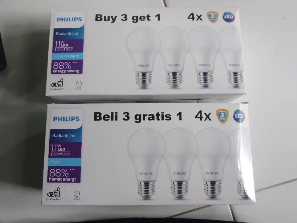 Promo Philips 11 Watt 1 paket isi 4 biji harga 90 ribu