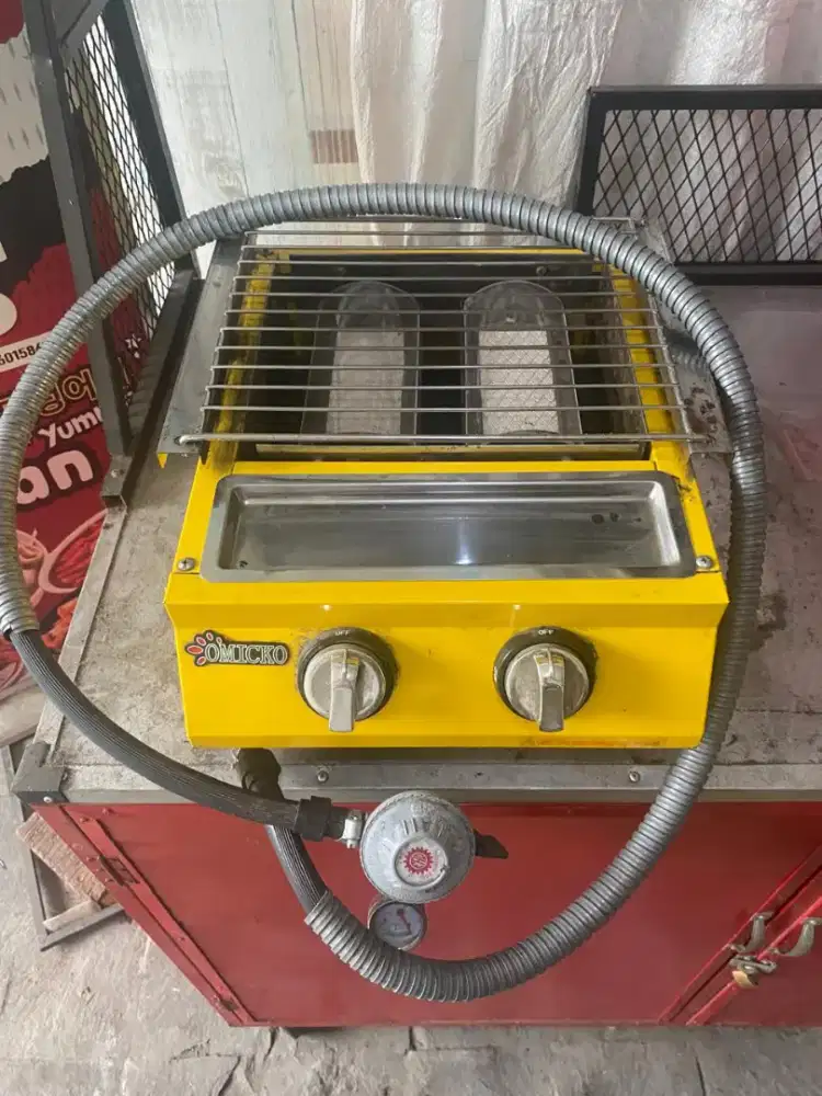 Kompor panggangan sosis 2 tungku + selang regulator