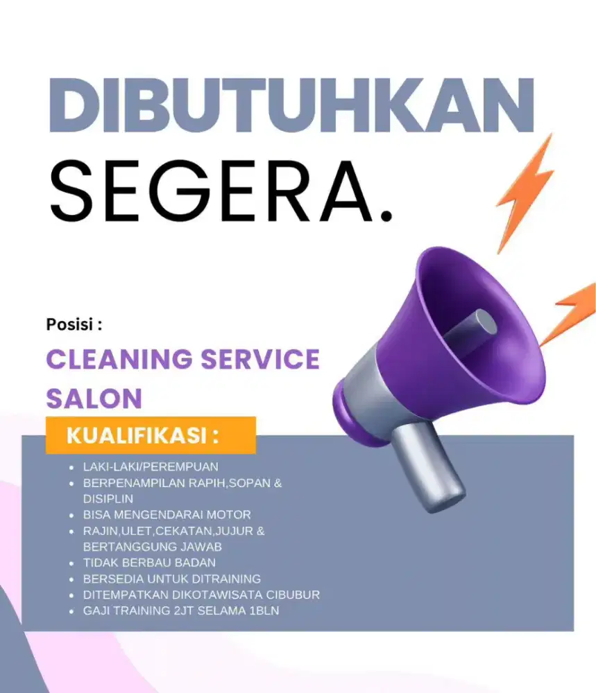 LOWONGAN CLEANING SERVICE SALON