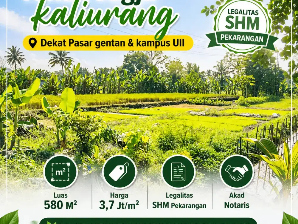 tanah kaliurang km 9  dekat pasar gentan & kampus UII