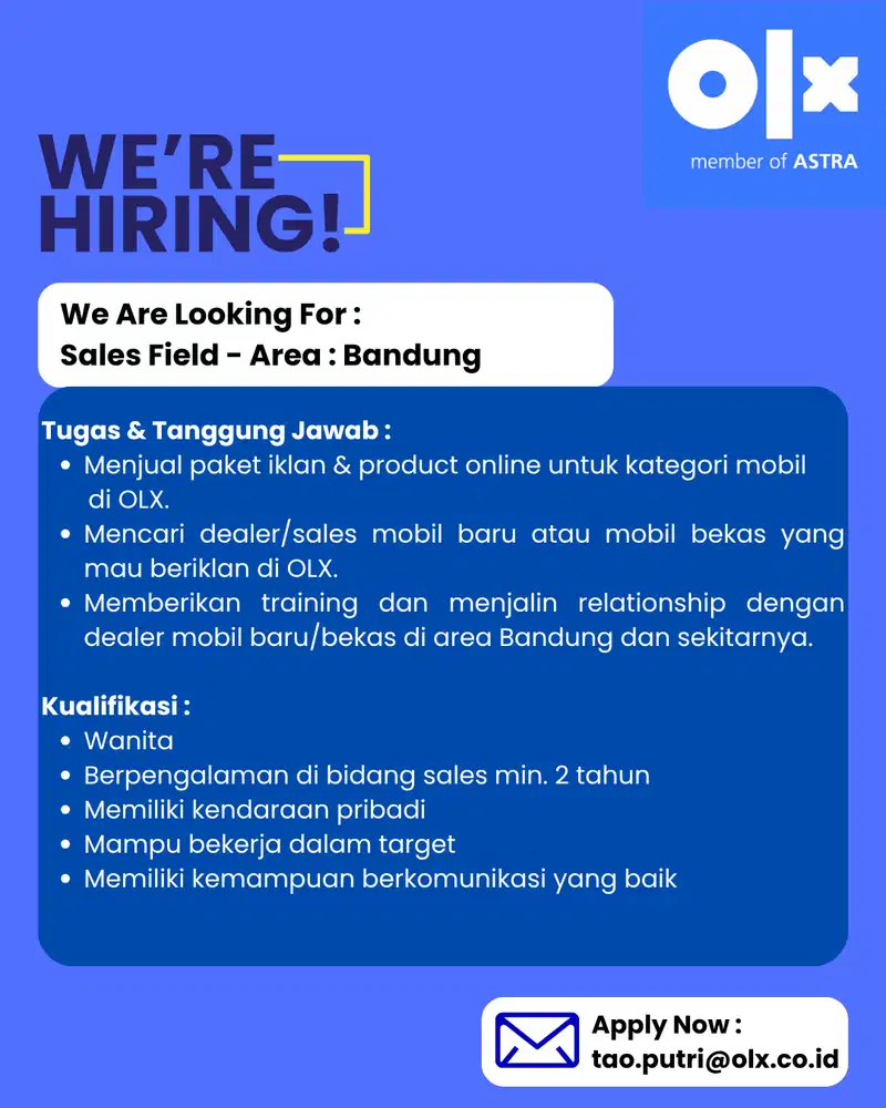 Lowongan Kerja Sales Executive Bandung