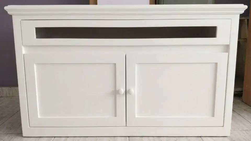 Bufet TV Minimalis Klasik / Credenza Putih / Meja Kabinet Plywood HMR