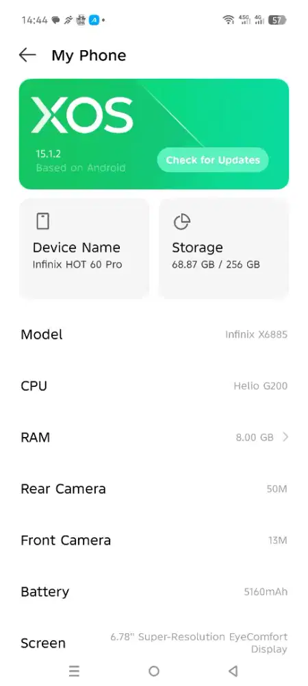 Infinix hot 60 pro ram 8/256
