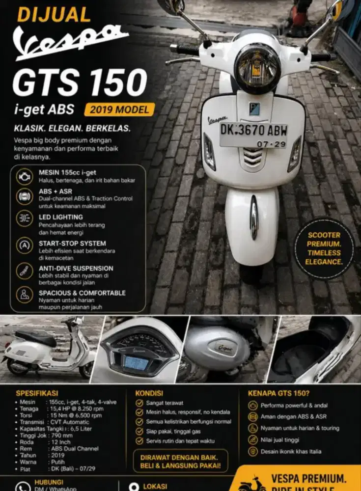 Vespa GTS 150 i-get abs tahun 2019