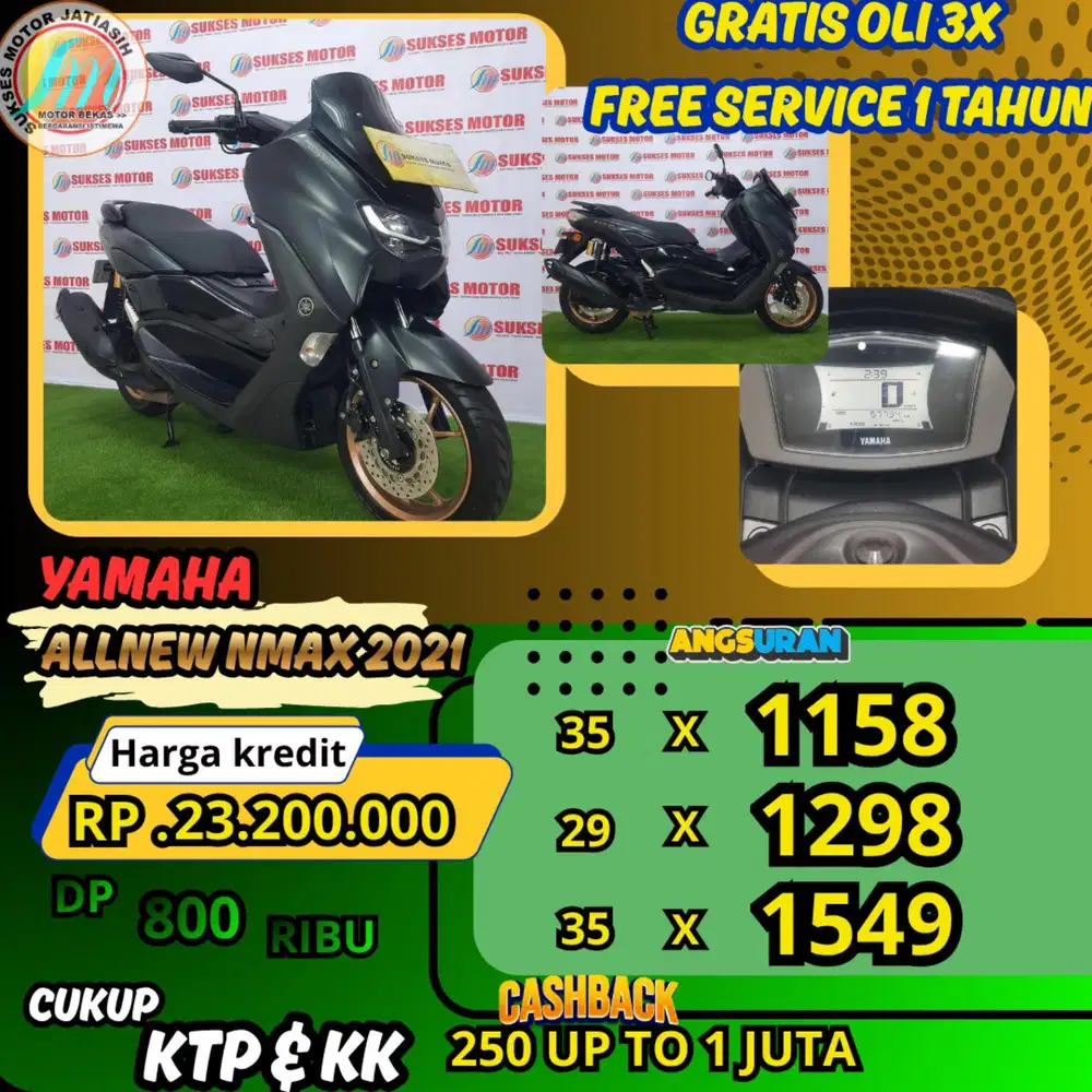 YAMAHA ALLNEWNMAX 2021 DP & ANGSURAN TERMURAH SYRT KTP&KK(SUKSESMOTOR)