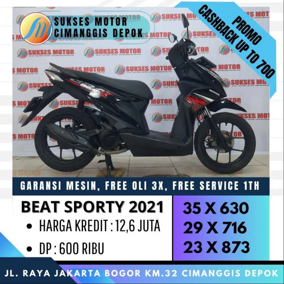 BEAT SPORTY CBS 2021 CASH KREDIT DP 600 BERGARANSI [SUKSES MOTOR]
