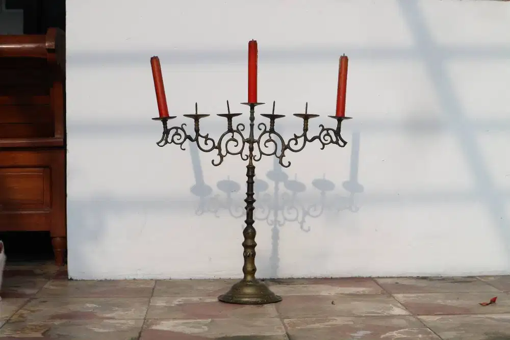 Antique Brass Classic European Candelabra 7 Arms - Ornate Candle Holde