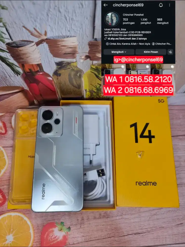 Jual hp likenew REALME 14 5G 8/256 istimewa grns on 05 26