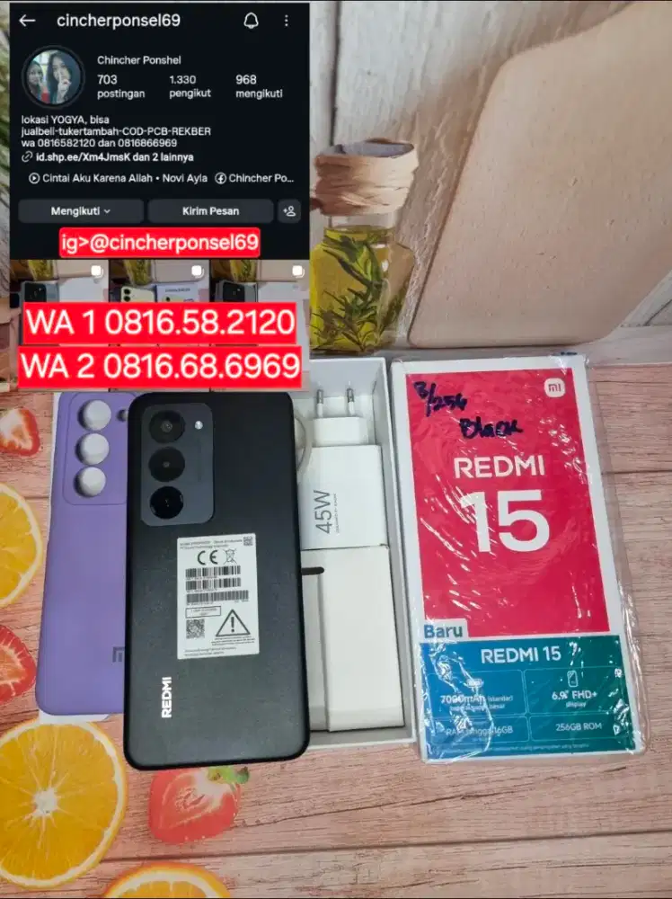 Jual HP likeNEW redmi 15 8/256 istimewa garansi sampai maret 2027