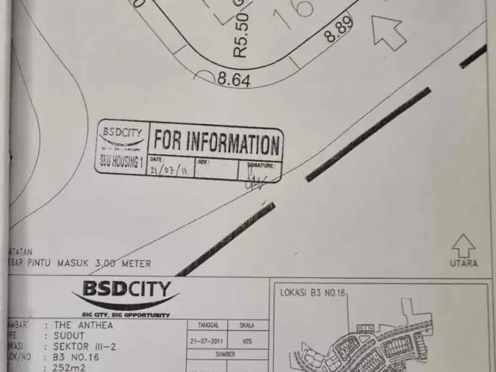 Tanah Kavling Hook di Cluster Anthea Puspita Loka BSD