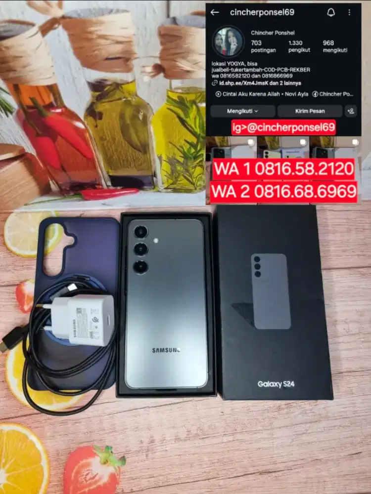Jual hp istimewa Samsung s24 5g 8/512 likenew free adaptor n case