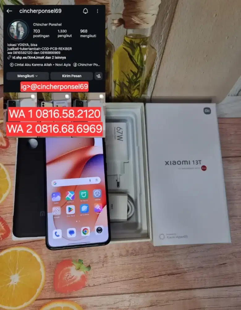 Jual hp likenew Xiaomi 13T 5g 12/256 mulus istimewa siap pakai