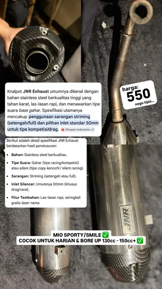 Knalpot JNR (MIO SMILE/SPORTY)