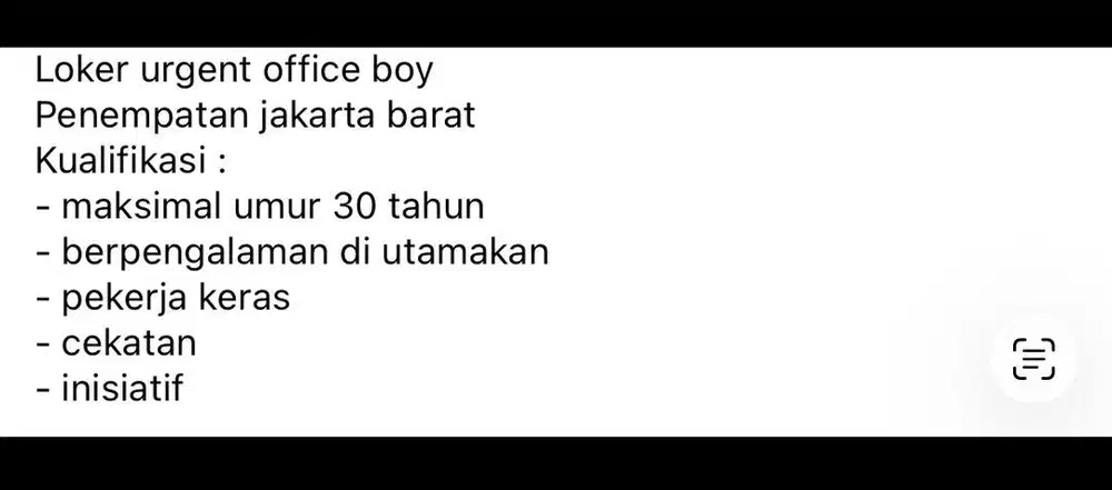 Dicari OB berpengalaman