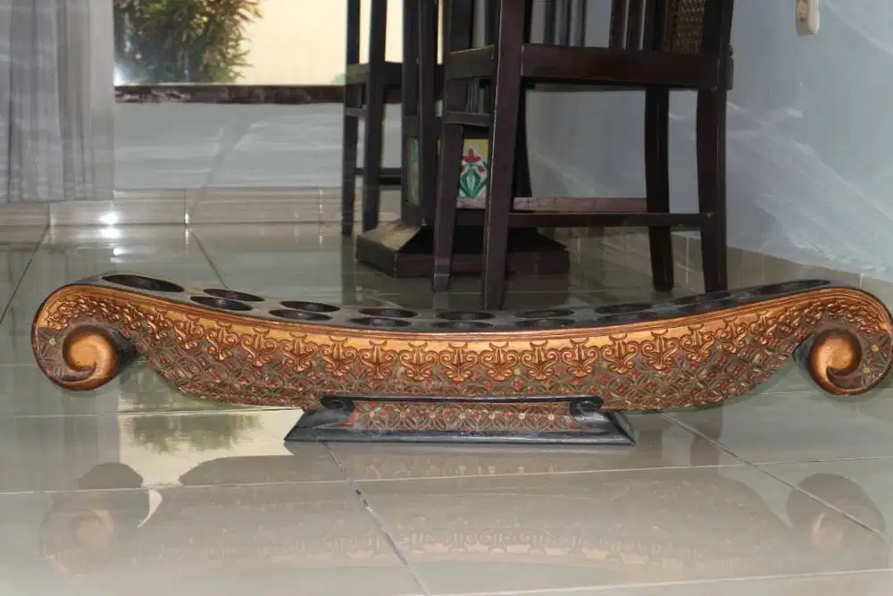 Congklak Kayu Ukir Etnik Panjang – Dekorasi Vintage Unik