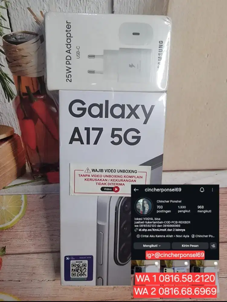 HP BARU SAMSUNG A17 5G 8/256 segel resmi new sein fre adaptor dan case