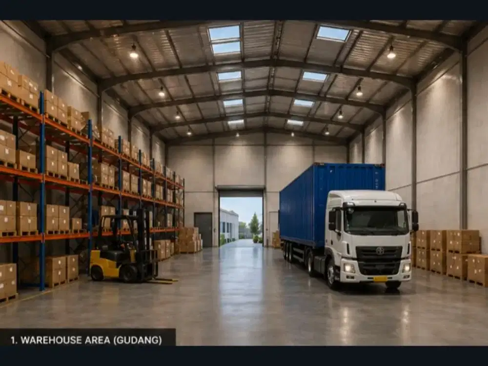 Gudang model modern tropical (kekinian) di jalan utama daerah Kunciran - Tangerang kota