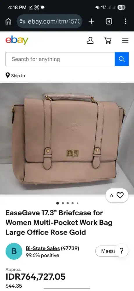 Tas Laptop Wanita EASEGAVE Rose Gold
