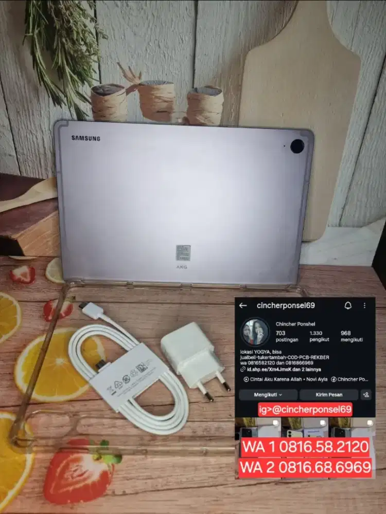 SAMSUNG TAB S9 fe 5g likenew mulus sudah pakai SIM grns resmi