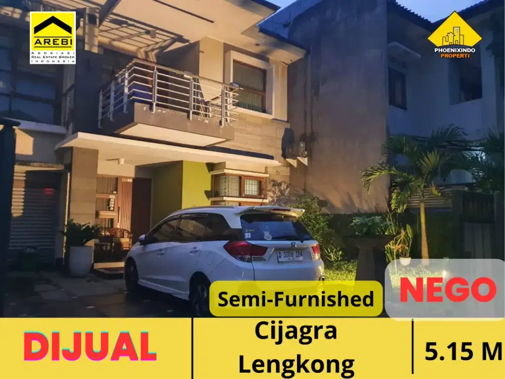 Rumah Minimalis Mewah di Cijagra - Lengkong - Bandung | 5+1 Kamar Tidur Semi-Furnished | 3 Lantai