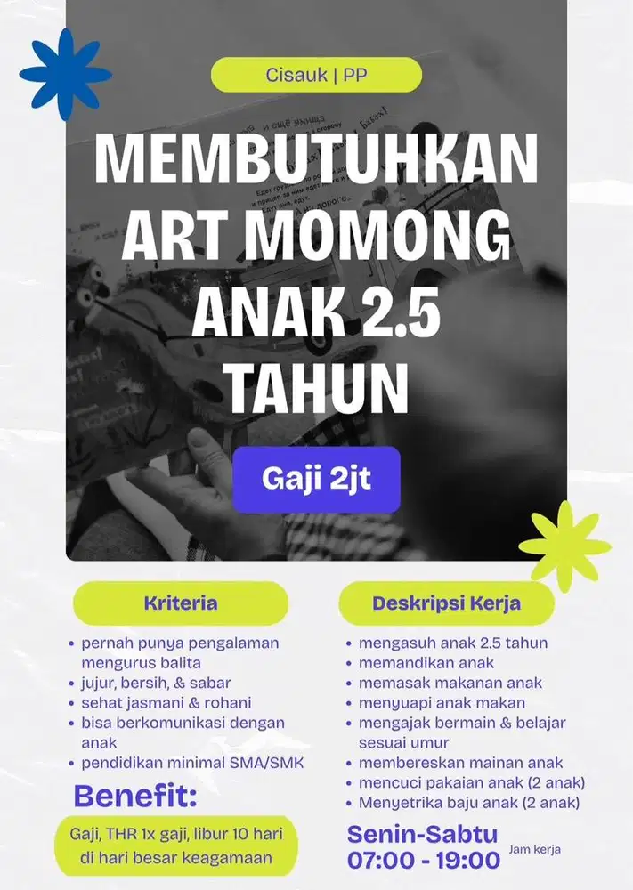 Dibutuhkan ART momong anak
