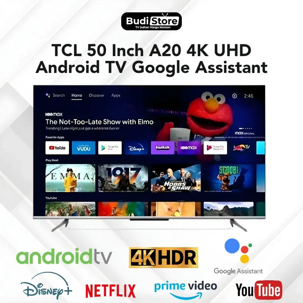 TCL 50 Inch A20 4K UHD Android TV Google Assistant