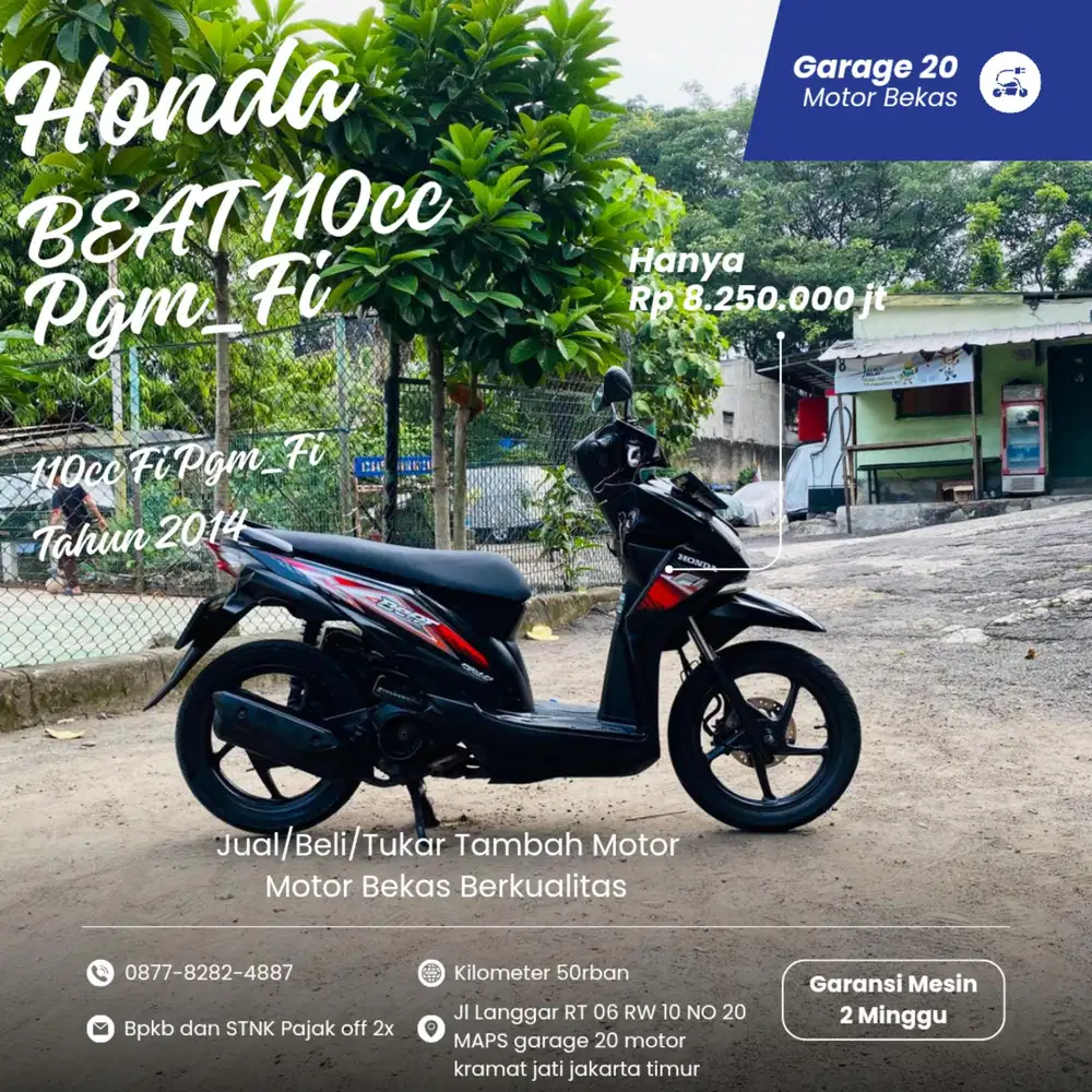 Honda Beat 110cc Pgm_Fi Tahun 2014 Pajak Off