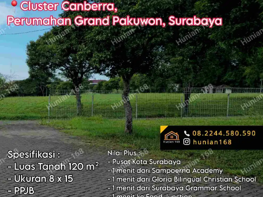 Tanah Kavling Rumah Perumahan Grand Pakuwon Cluster Canberra Surabaya Pusat Tengah Kota Margomulyo South North Victoria Food Junction