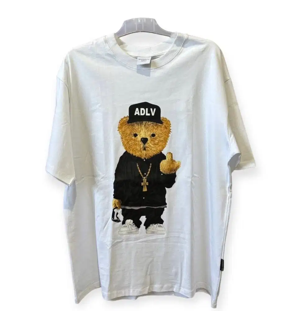 Kaos Tshirt oversize putih size xl-xxl / 2 bear ADLV