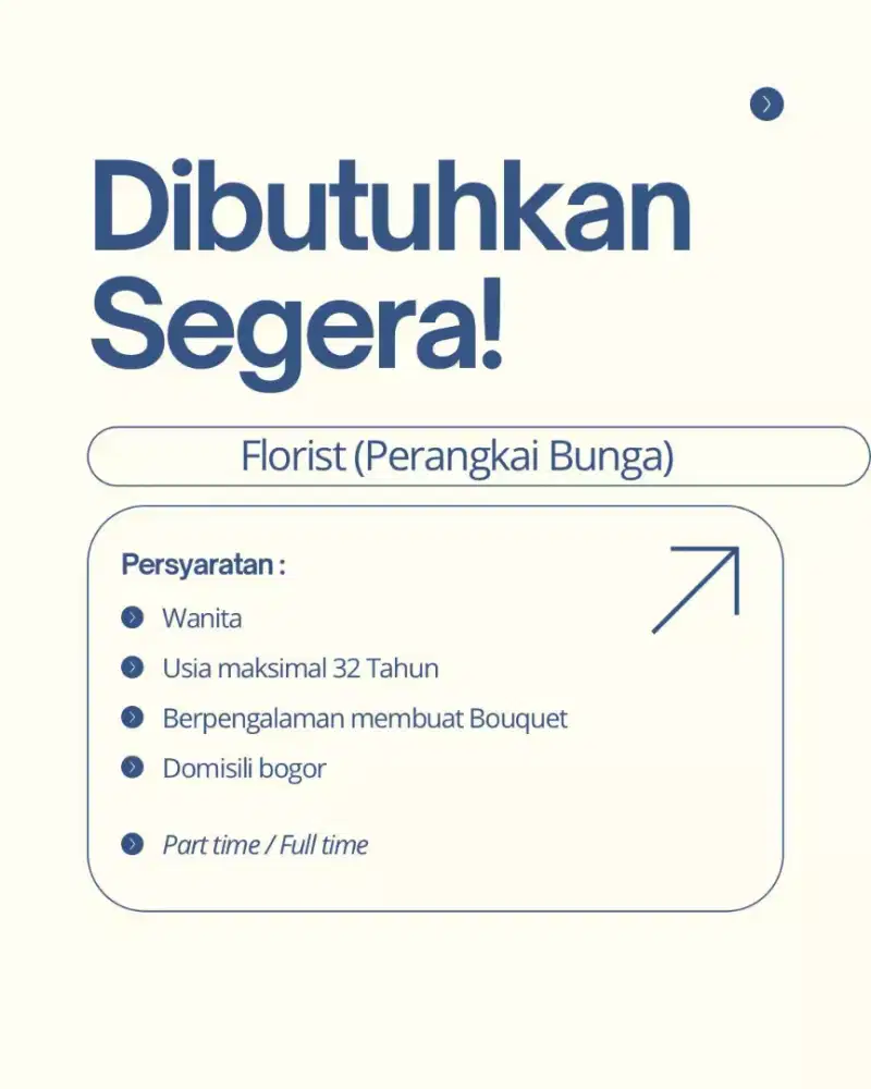 Dibutuhkan Florist berpengalaman