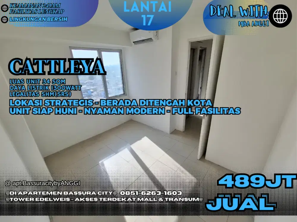 APARTEMEN BASSURA CITY! JUAL 2BR ATAS MALL UN FURNISHED TOWER CATTLEYA