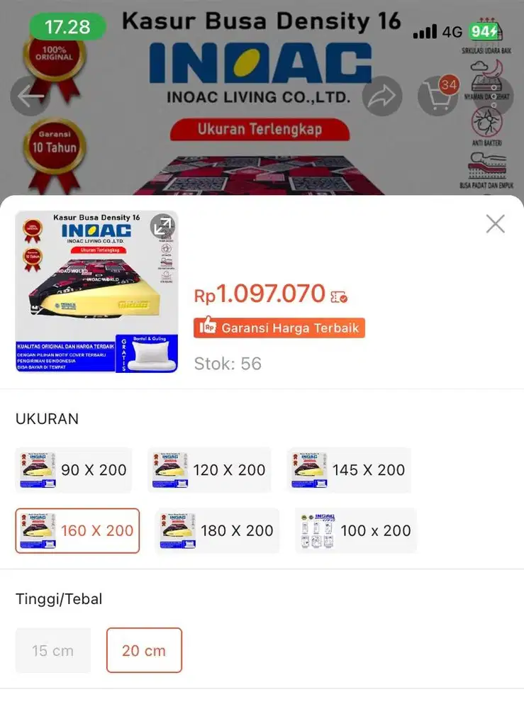 Dijual kasur sebulan pemakaian