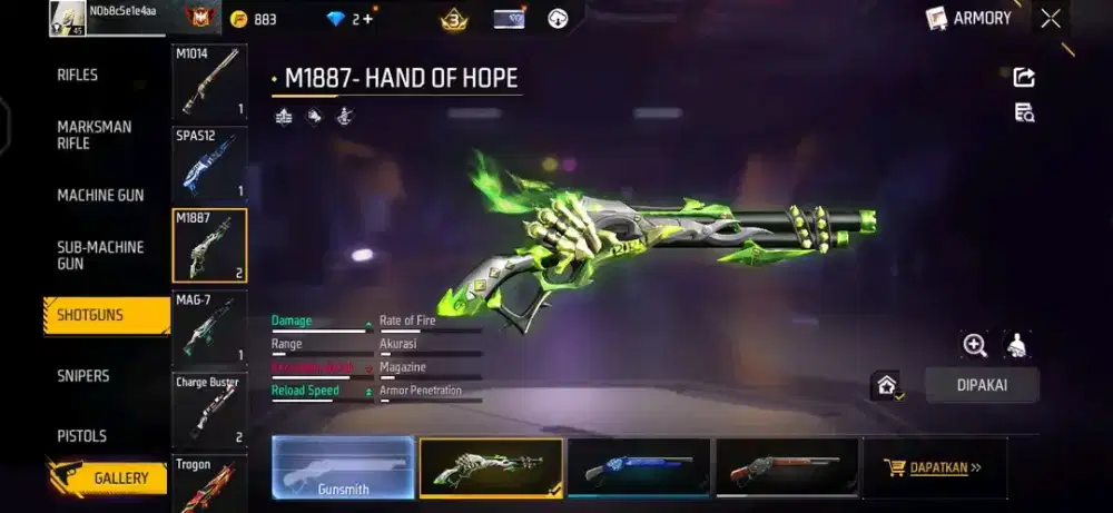 jual akun ff SG LUMUT polosan